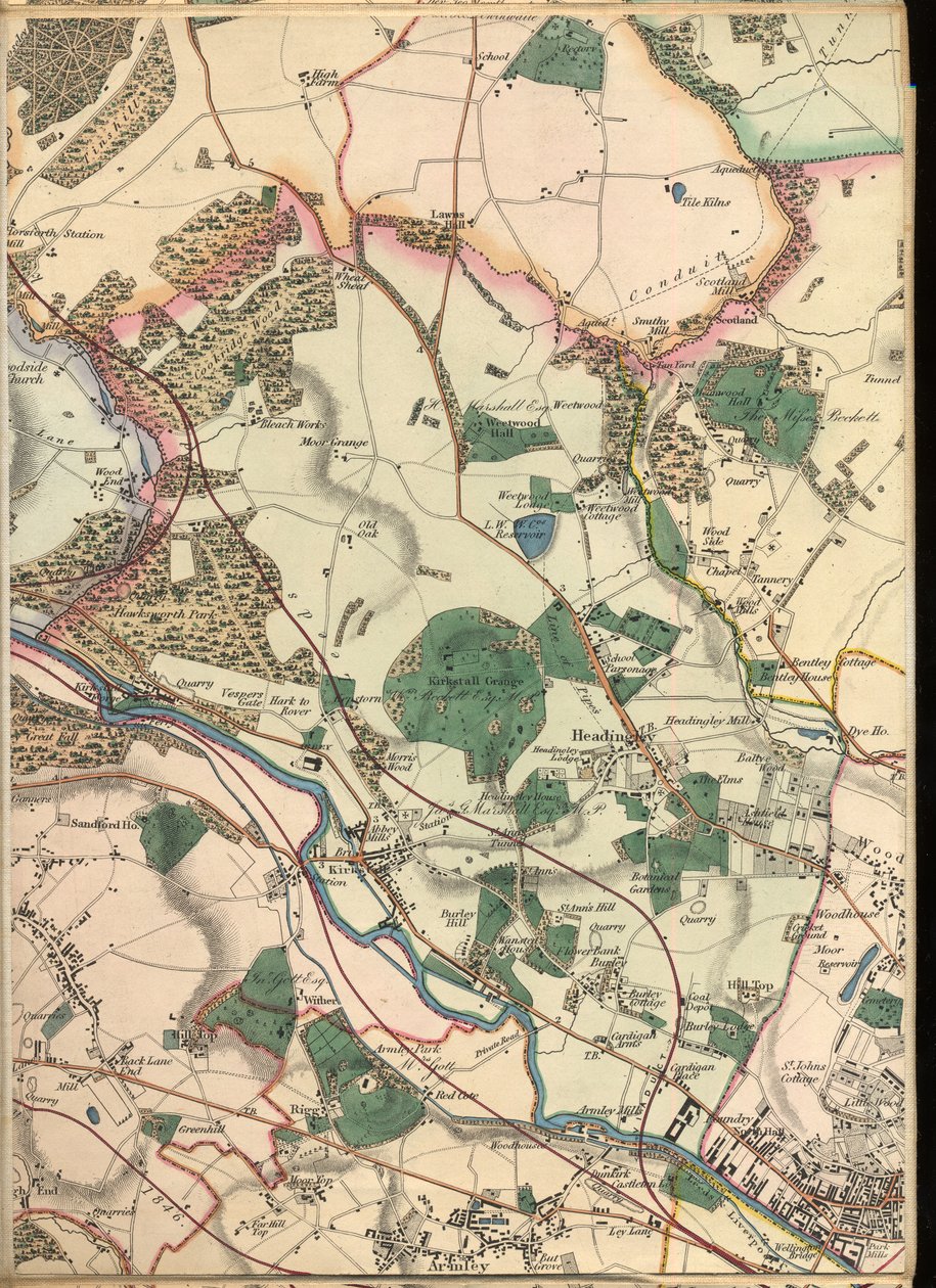 B3, Dettaglio dalla mappa di dieci miglia intorno a Leeds da Joshua Thorp