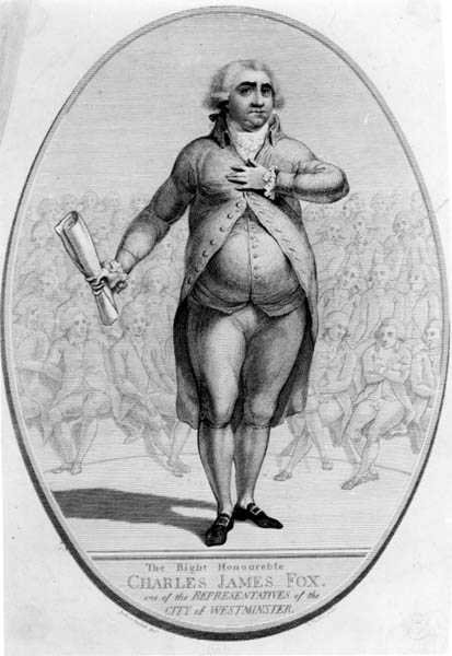 Il Diritto Onorevole Charles James Fox (1749-1806), uno dei Rappresentanti della Città di Westminster, inciso da Thomas Trotter da Joshua after Cristall