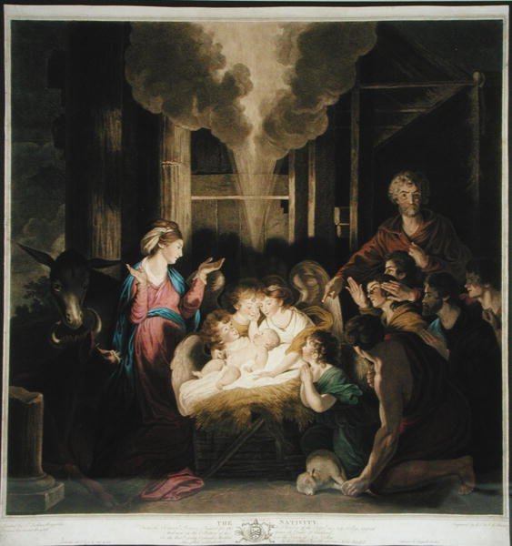 La Natività, disegnata da Josiah Boydell e incisa da G.J & J.G Fracius da Joshua after Reynolds