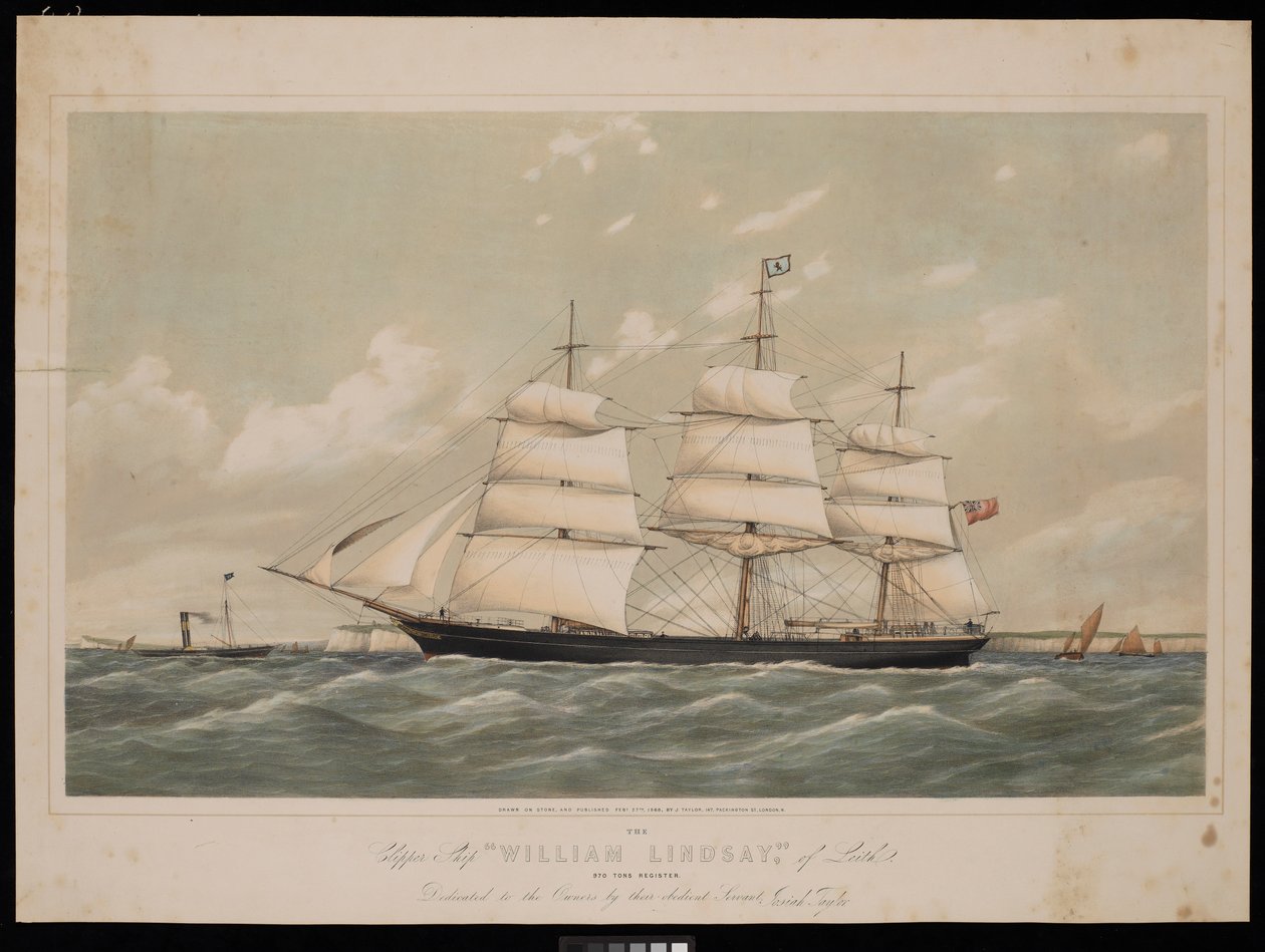 Clipper Ship William Lindsay di Leith 970 tonnellate di registro, 27 febbraio 1868 da Josiah Taylor