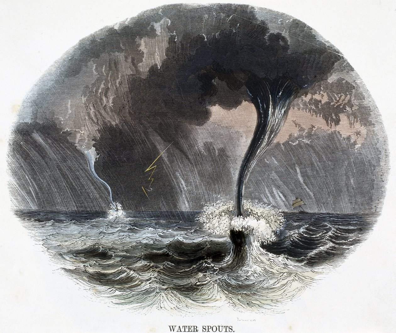 Trombe marine, da Fenomeni della Natura, 1849 da Josiah Wood Whymper