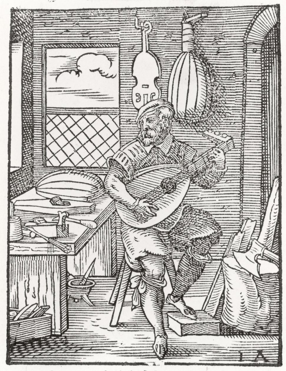 La bottega del costruttore di strumenti, c.1570 da Jost Amman
