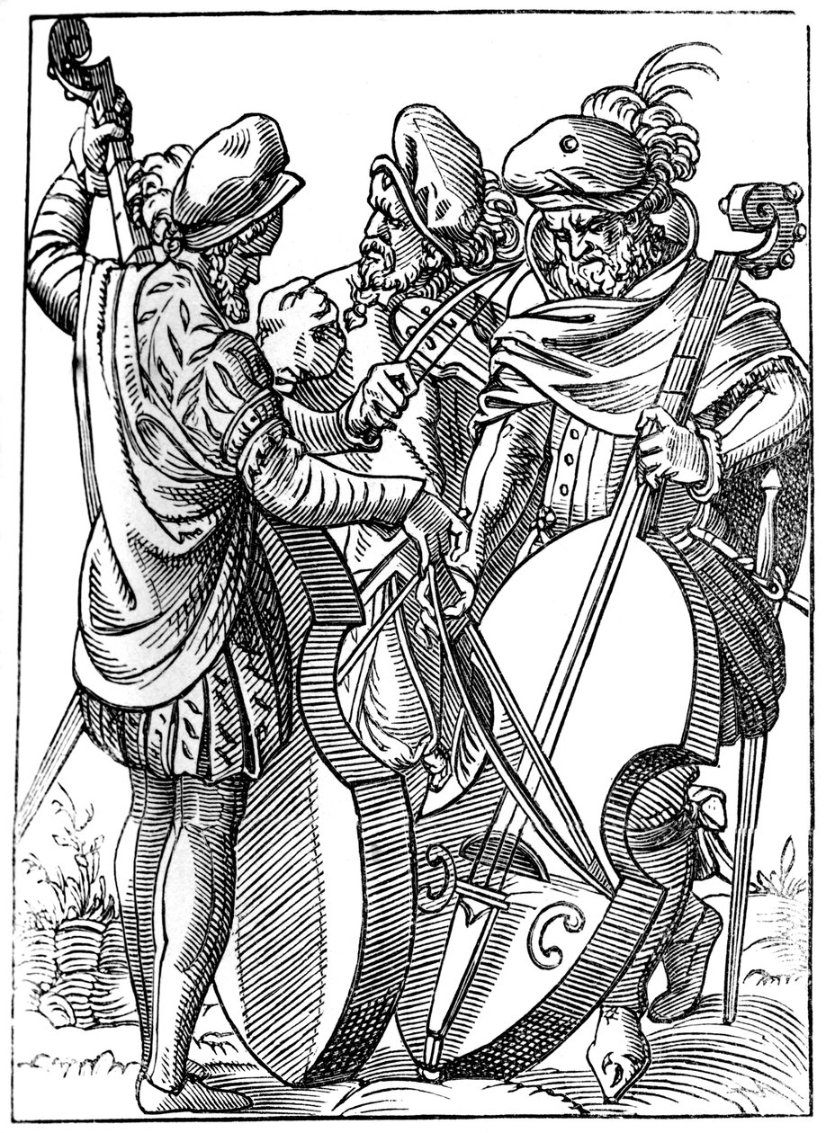 Un violinista e due violoncellisti, XVI secolo da Jost Amman
