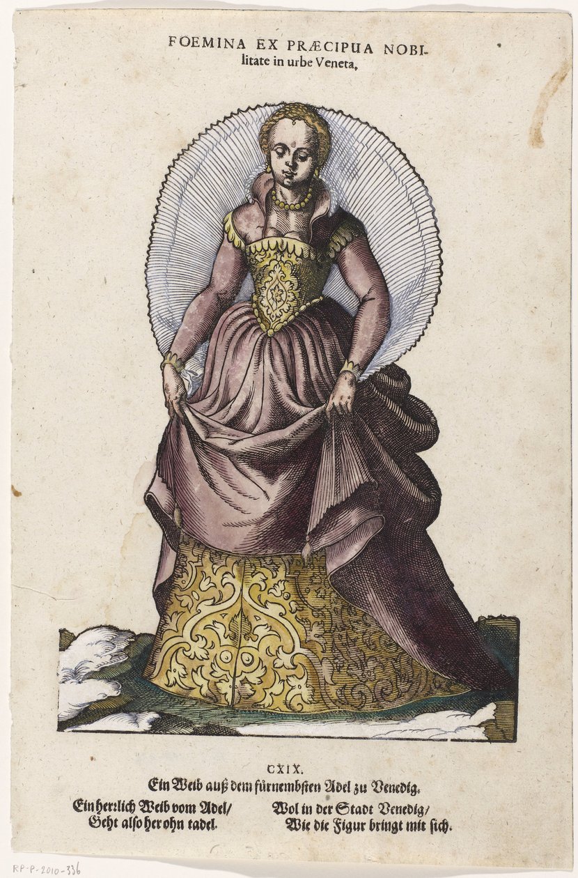 Donna nobile in abito veneziano (Habitus praecipuorum populorum) da Jost Amman