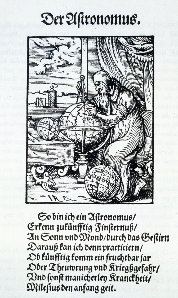 Un astronomo con un verso di Hans Sachs, pub. Francoforte 1568 da Jost Amman