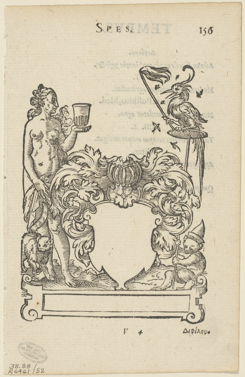 Emblema con scudo araldico vuoto, foglio 156 dall
