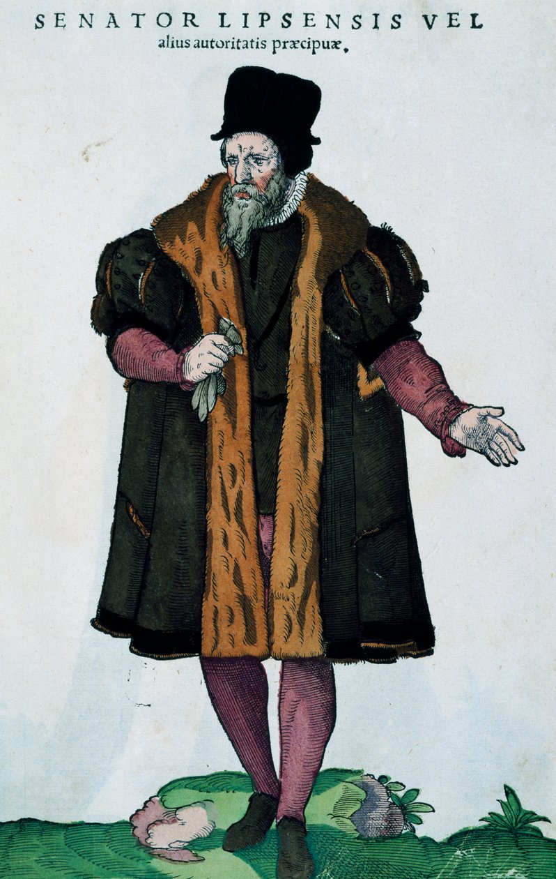 Senatore di Lipsia, incisione da Habitus praecipuorum popularum da Jost Amman
