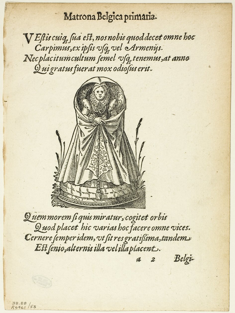Matrona Belgica primaria (Matrona belga di primo rango) da Gynaeceum, sive Theatrum Mulierum, tavola 53 da Xilografie da libri del XVI secolo da Jost Amman