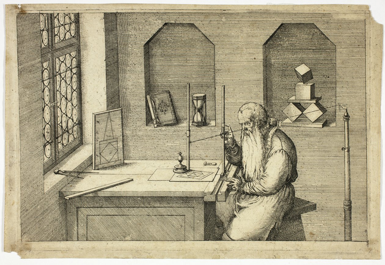 Ritratto di Wenzel Jamnitzer nel suo studio da Jost Amman