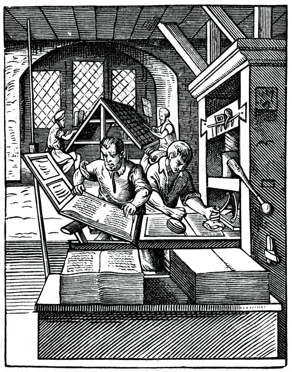 Officina di stampa, XVI secolo, 1870 da Jost Amman