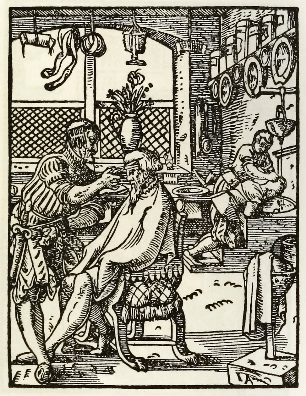 I Barbieri da una serie che raffigura occupazioni e mestieri pubblicata per la prima volta in Das Ständebuch 1568 a Francoforte, Germania da Jost Amman