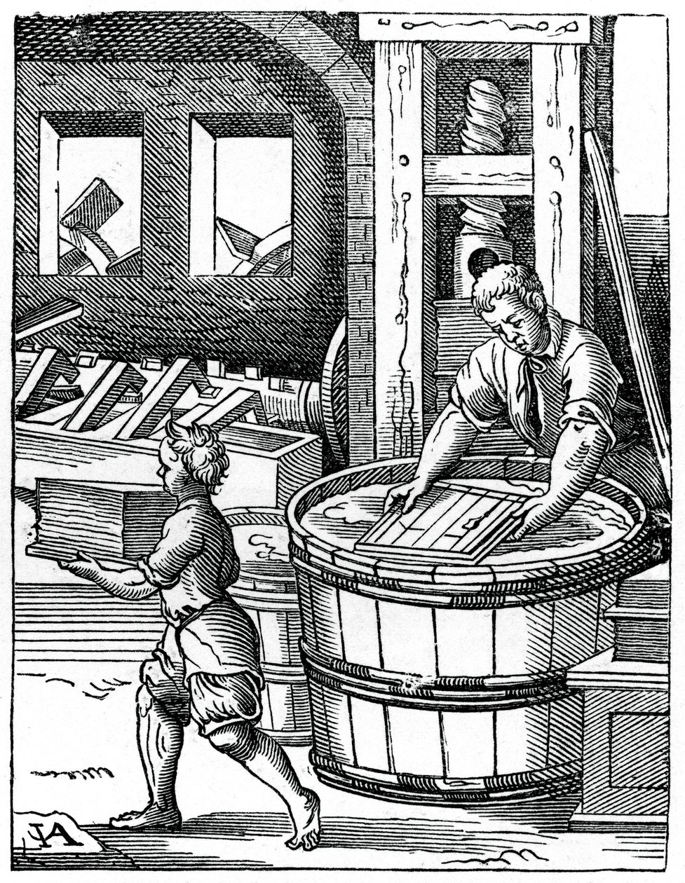 Il fabbricante di carta, XVI secolo, 1870 da Jost Amman
