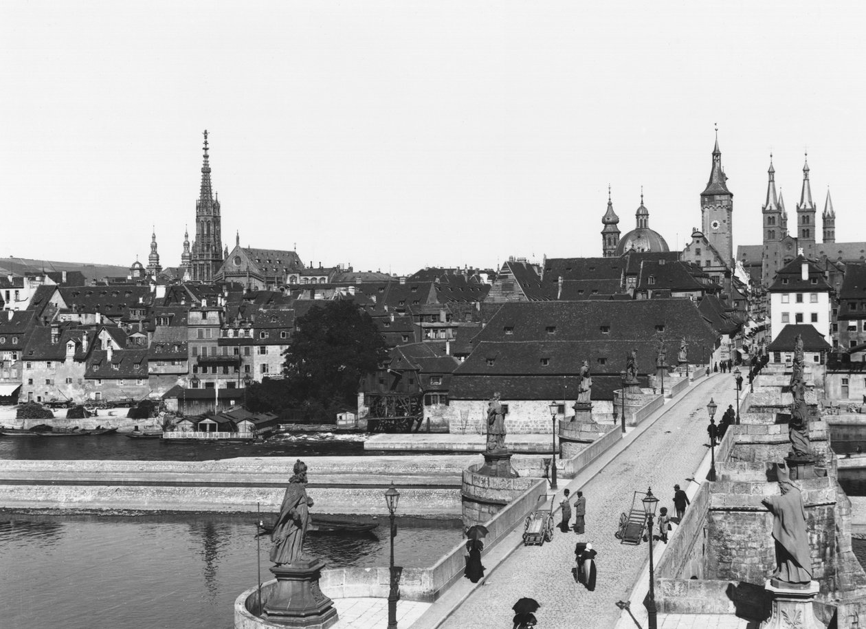 Il vecchio ponte sul fiume Meno a Wurzburg, c.1910 da Jousset