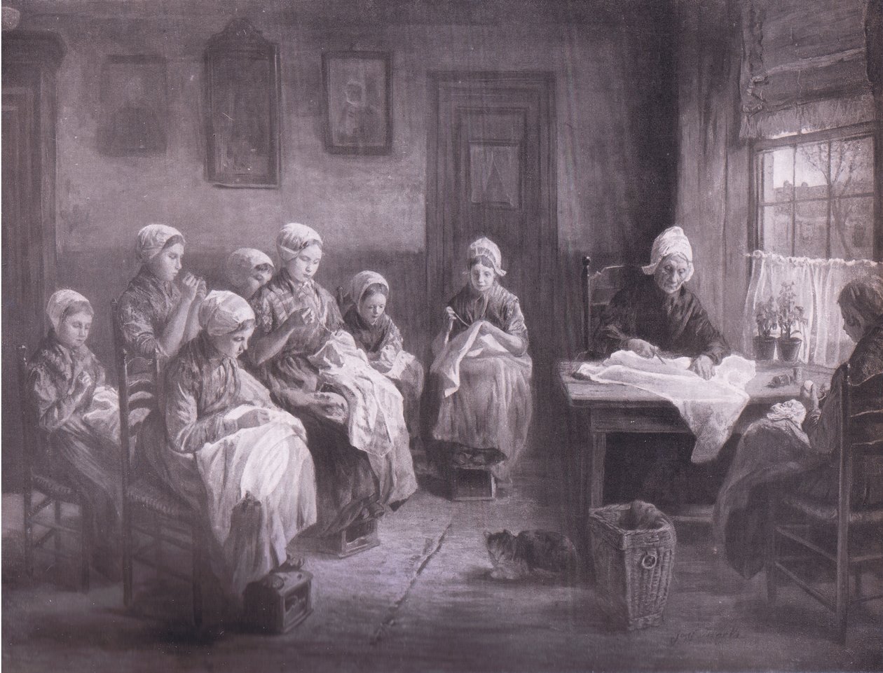 La scuola di cucito a Katwyk, Bibbys Annual, 1916-1917 da Jozef Israëls