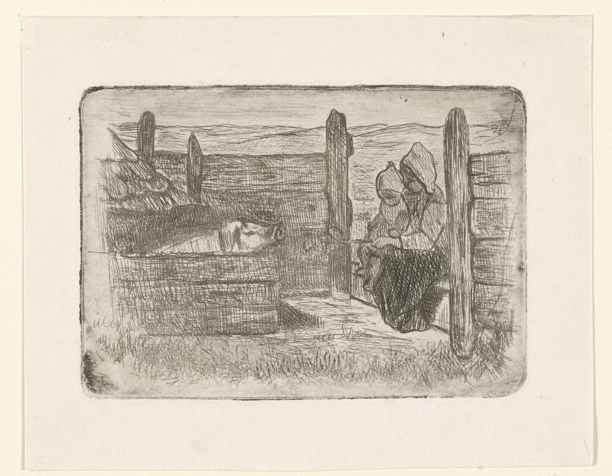 Bambini presso il porcile da Jozef Israëls