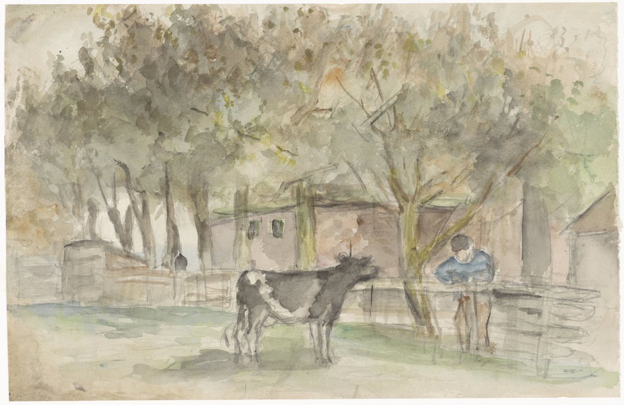 Paesaggio con una mucca e un contadino da Jozef Israëls