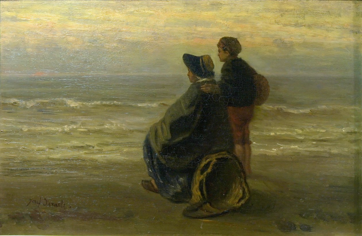Madre e bambino sulla riva del mare da Jozef Israëls