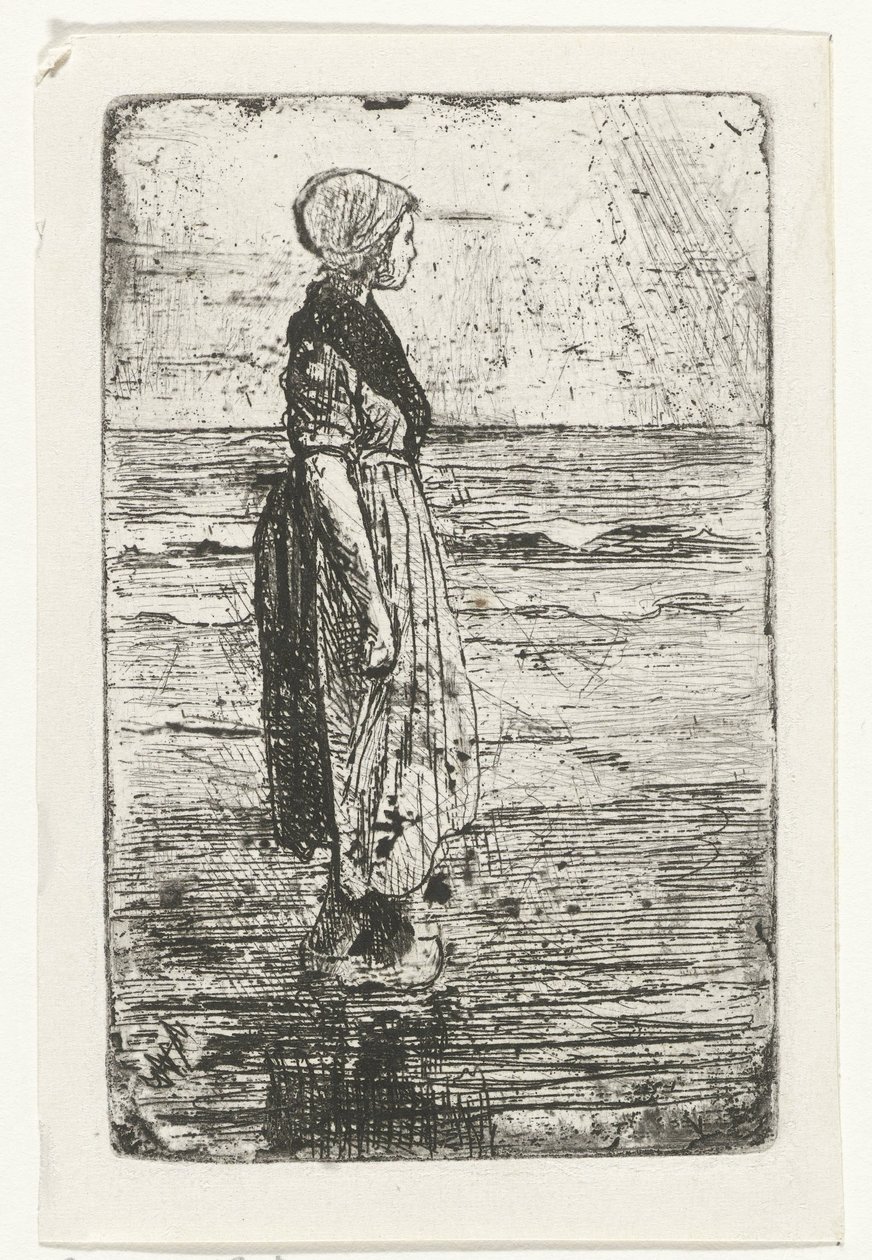 Donna in piedi sulla spiaggia da Jozef Israëls