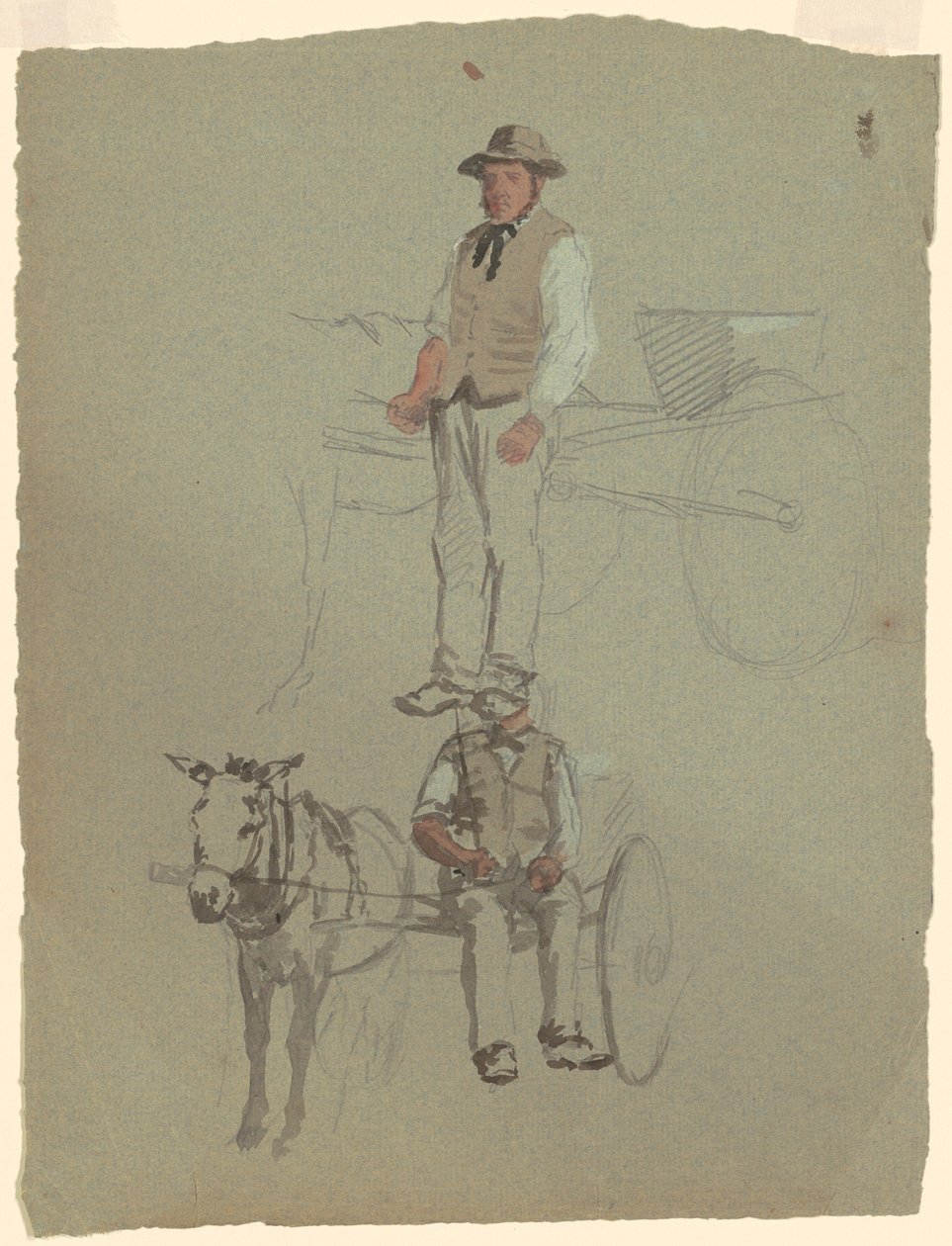 Studi di un uomo e carro con cavallo da Jr. Enoch Wood Perry