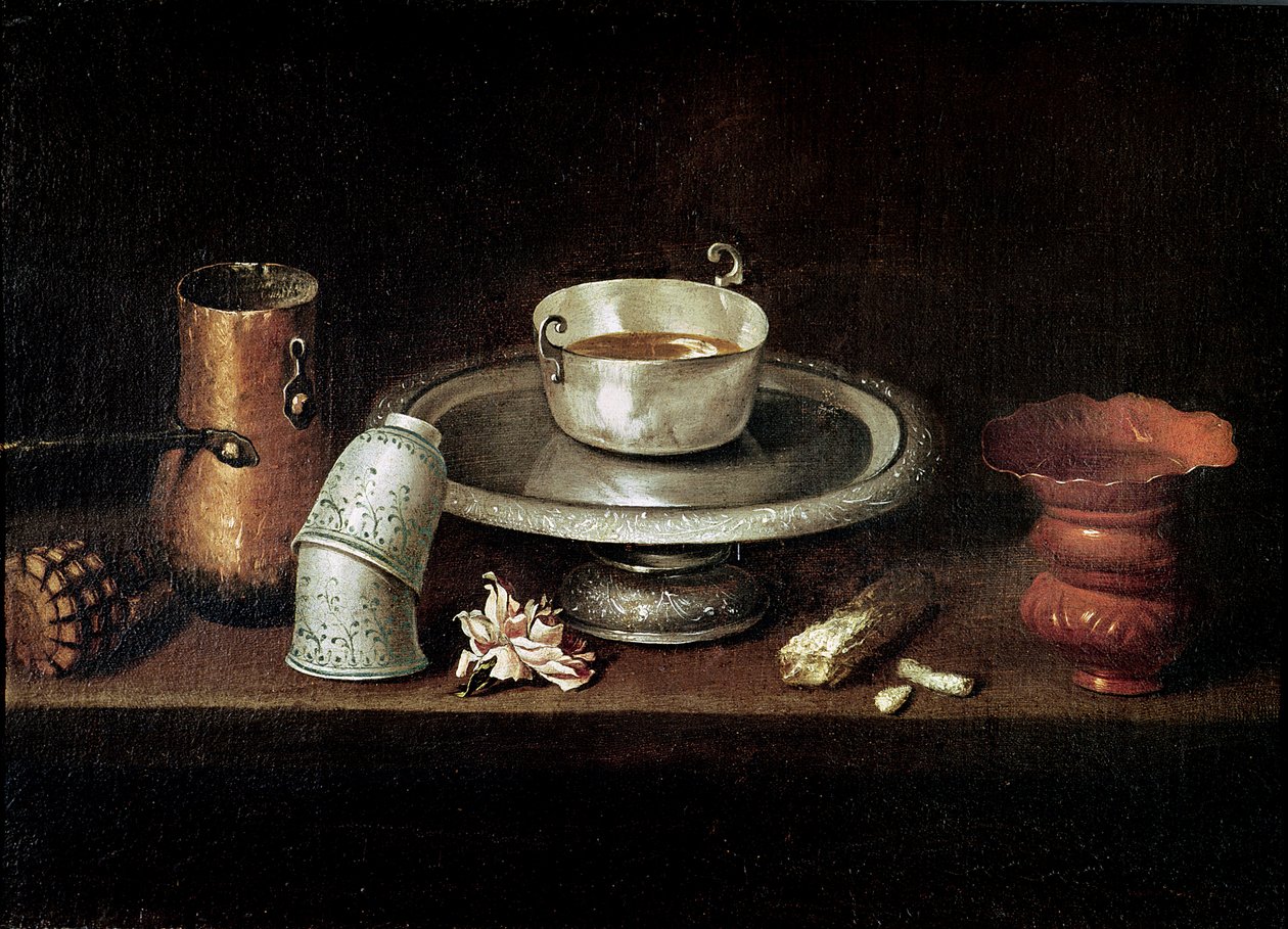 Natura morta con una ciotola di cioccolato, o colazione con cioccolato da Juan de Zurbaran