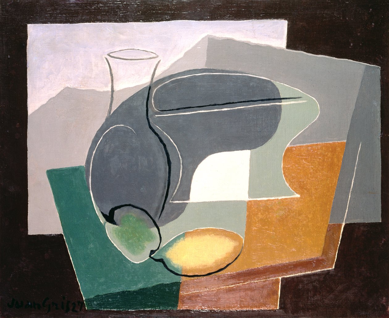 Piatto di frutta e caraffa, 1927 da Juan Gris