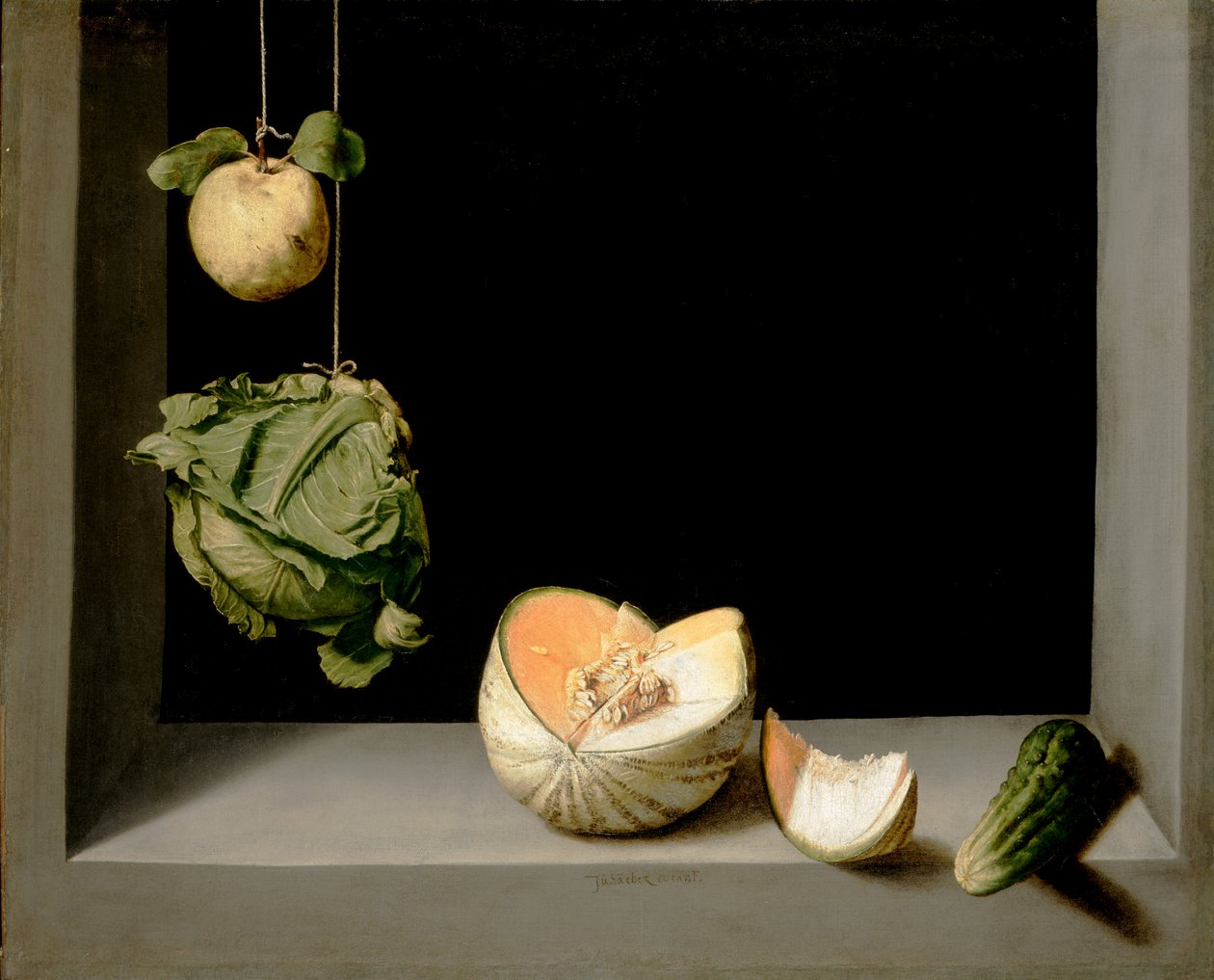 Mela cotogna, cavolo, melone e cetriolo, c.1602 da Juan Sanchez Cotan