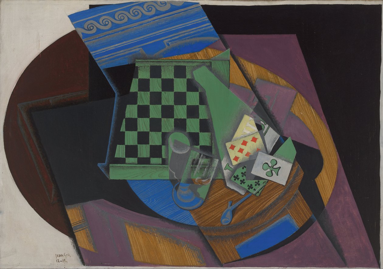 Scacchiera e carte da gioco, 1915 da Juan Gris