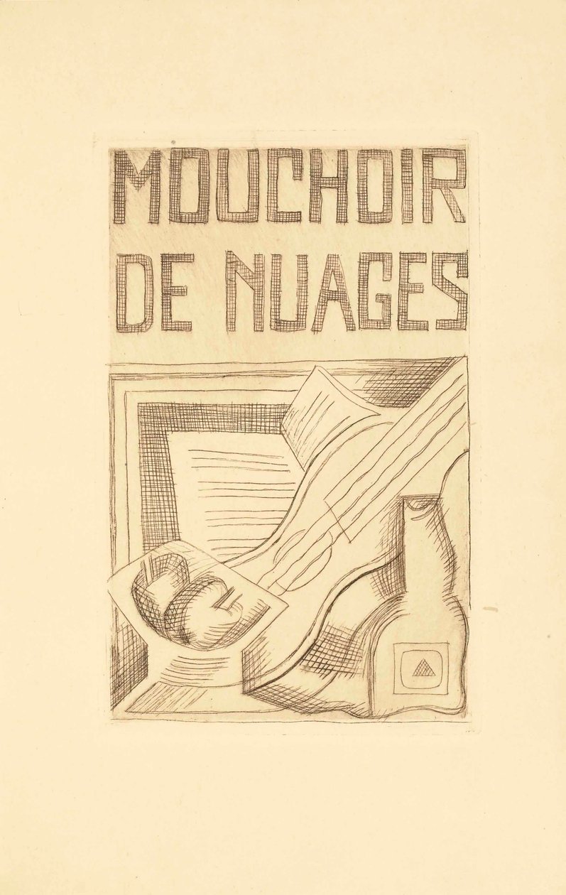 Pagina del Titolo per Mouchoir de Nuages di Tristan Tzara da Juan Gris