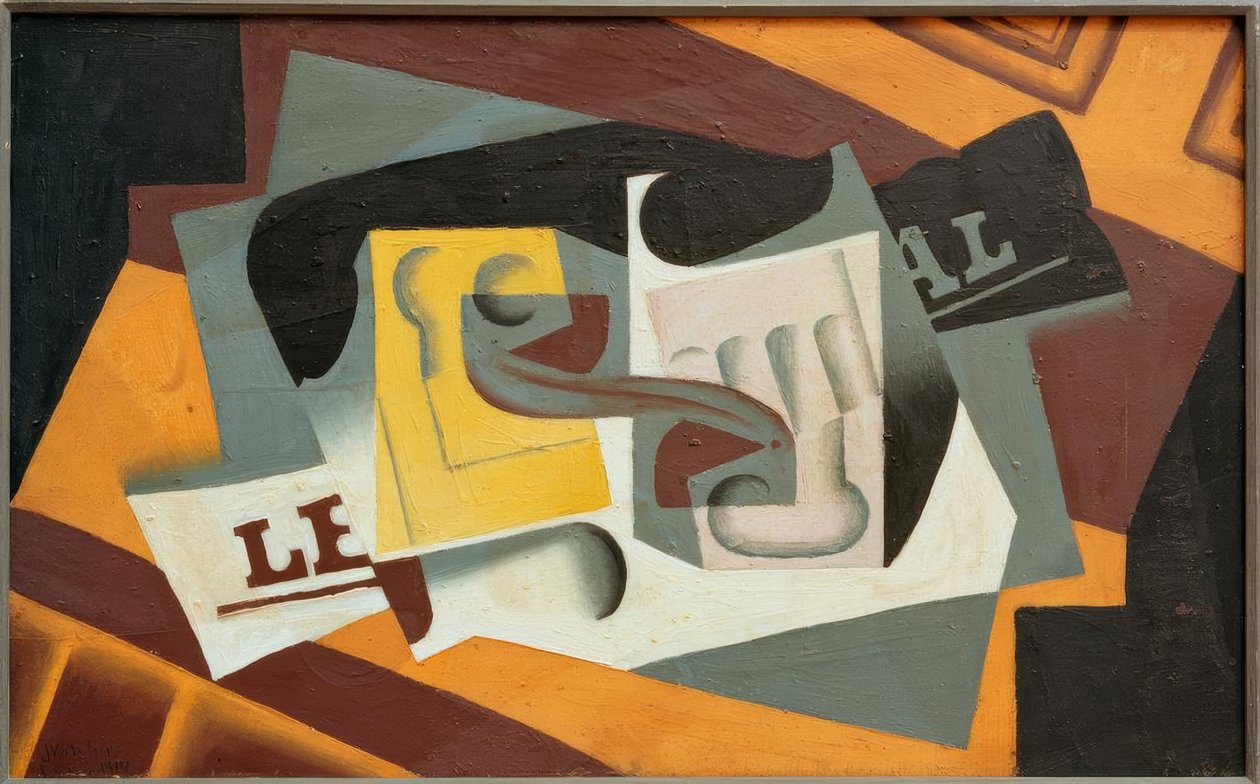 Bicchiere e giornale da Juan Gris