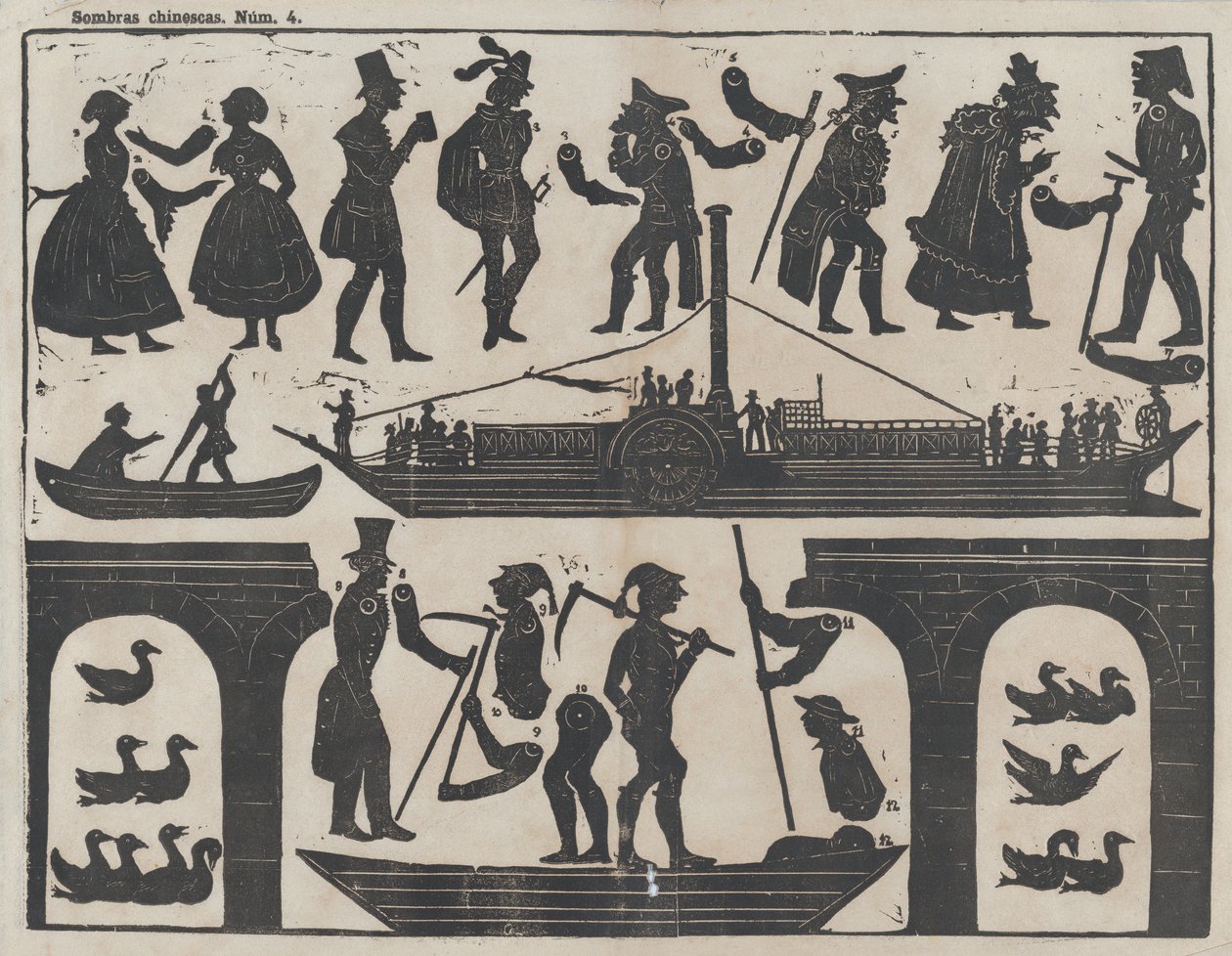 Foglio 4 di figure per burattini cinesi, ca. 1850-70 da Juan Llorens