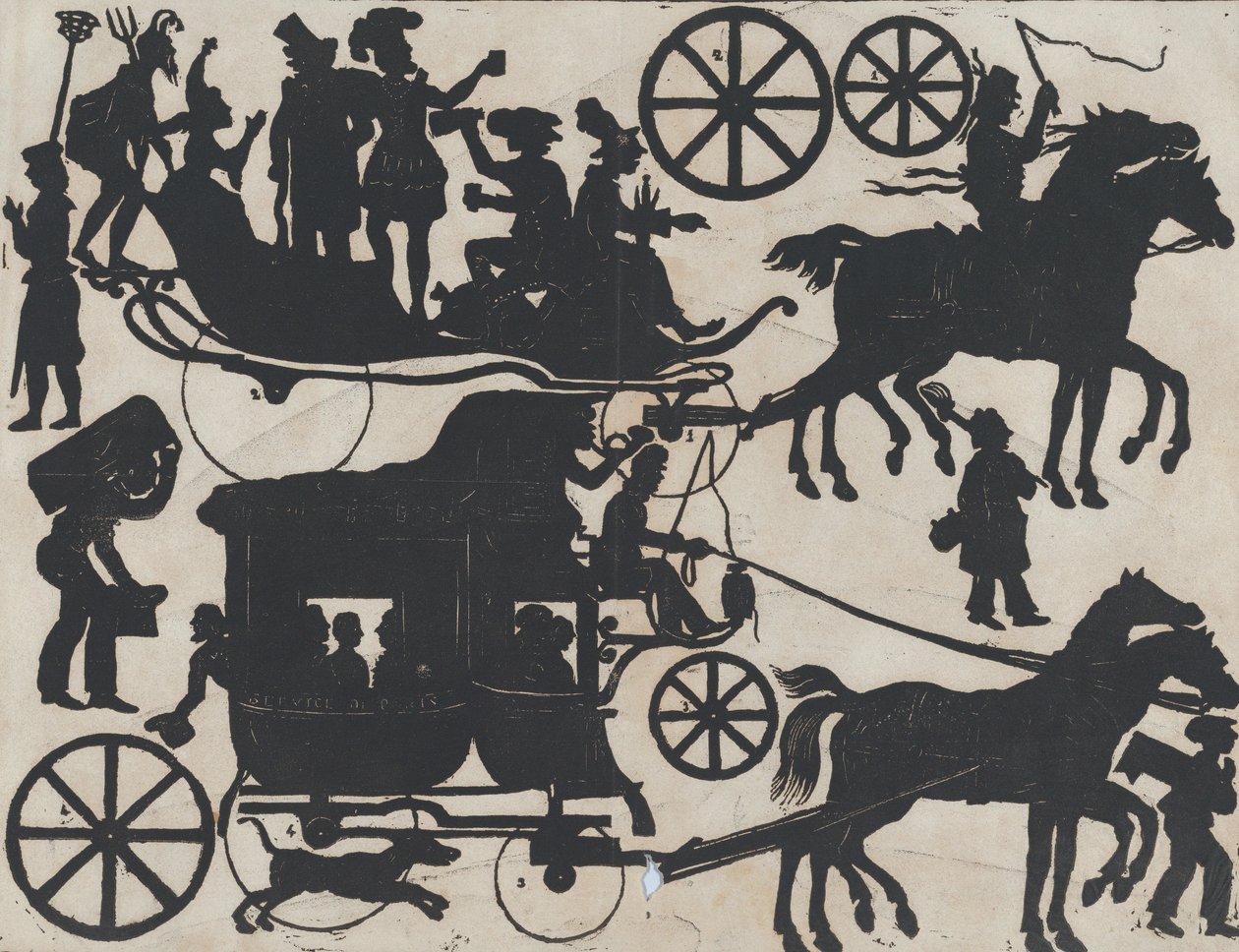 Foglio 5 di figure per burattini ombra cinesi, ca. 1850-70 da Juan Llorens