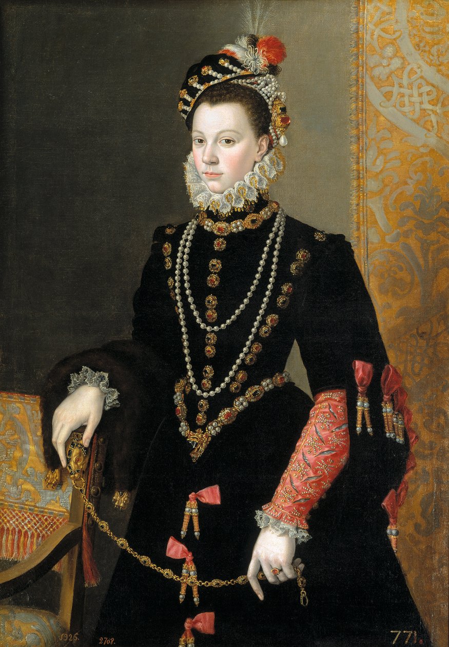 Spagnolo:  La reina Isabel de Valois, tercera esposa de Felipe II La regina Elisabetta di Valois, terza moglie di Filippo II da Juan Pantoja de la Cruz