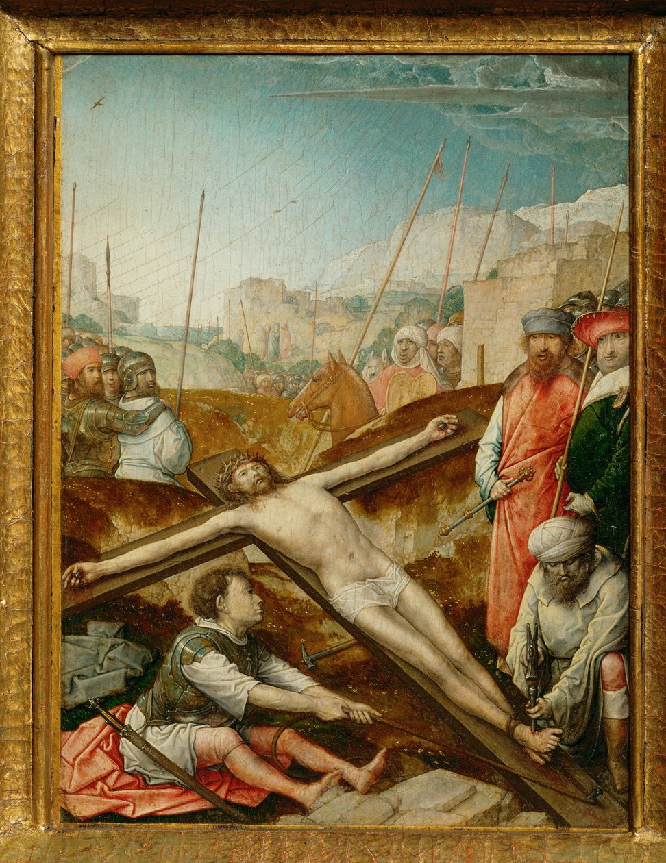 Cristo inchiodato alla croce (dipinto su legno di quercia) da Juan de Flandes