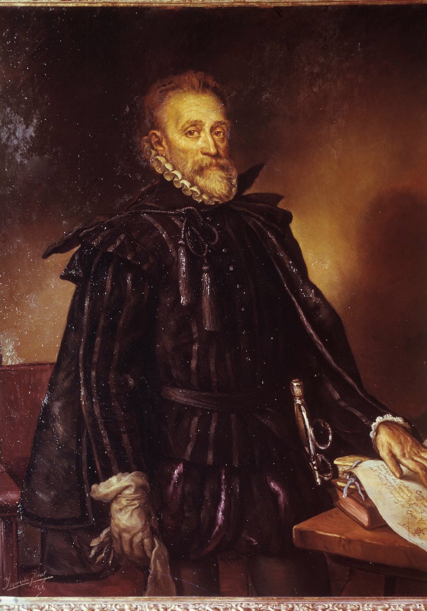 Ritratto di Miguel de Cervantes (1547-1616) scrittore spagnolo. Dipinto attribuito a Juan de Jauregui (1583-1641) da Juan de Jauregui y Aguilar