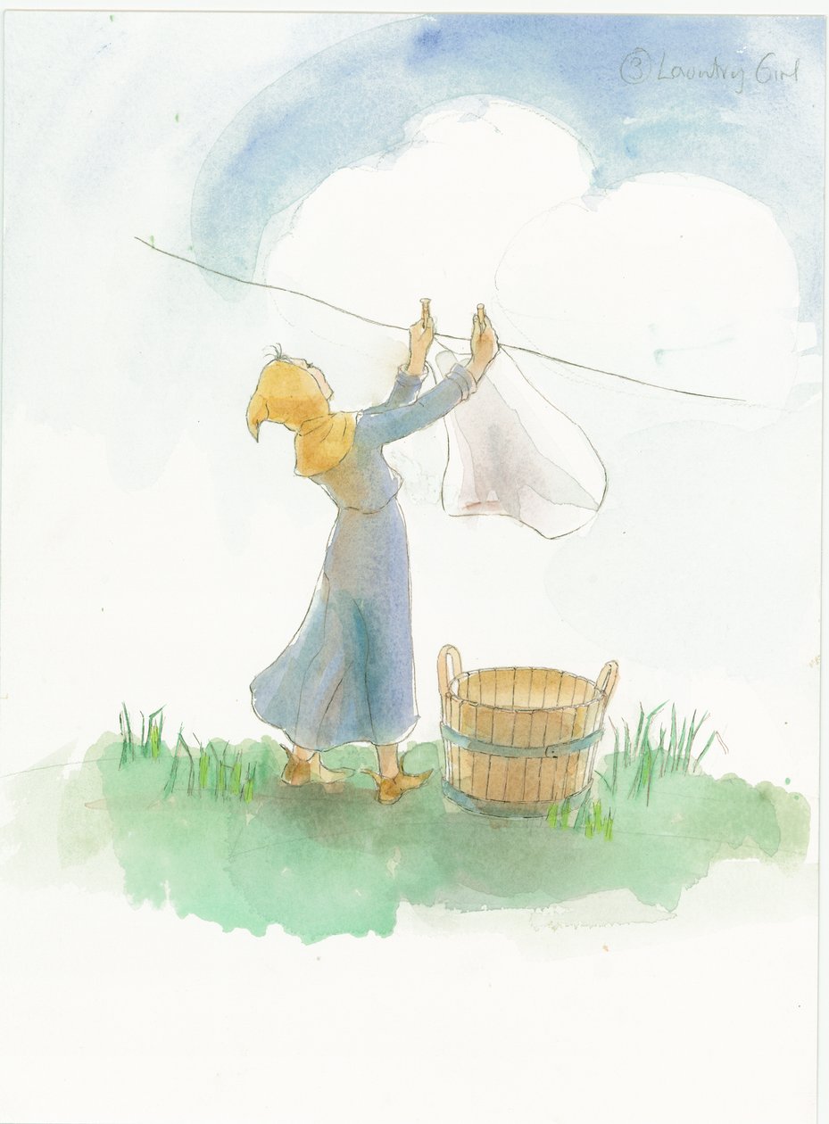 Una Ragazza Medievale che Stende il Bucato da Judith Dobie