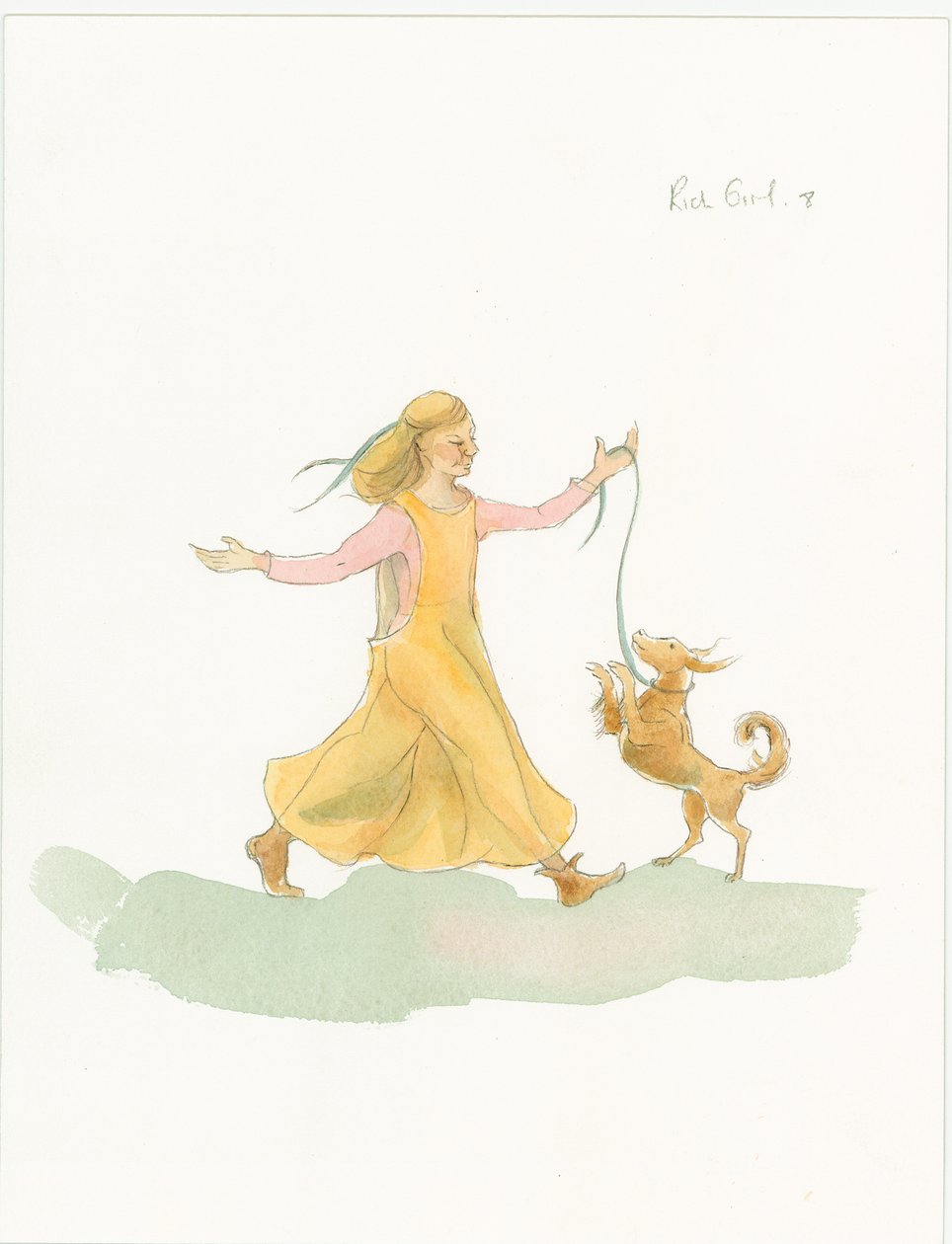 Una donna medievale che gioca con un cane da Judith Dobie