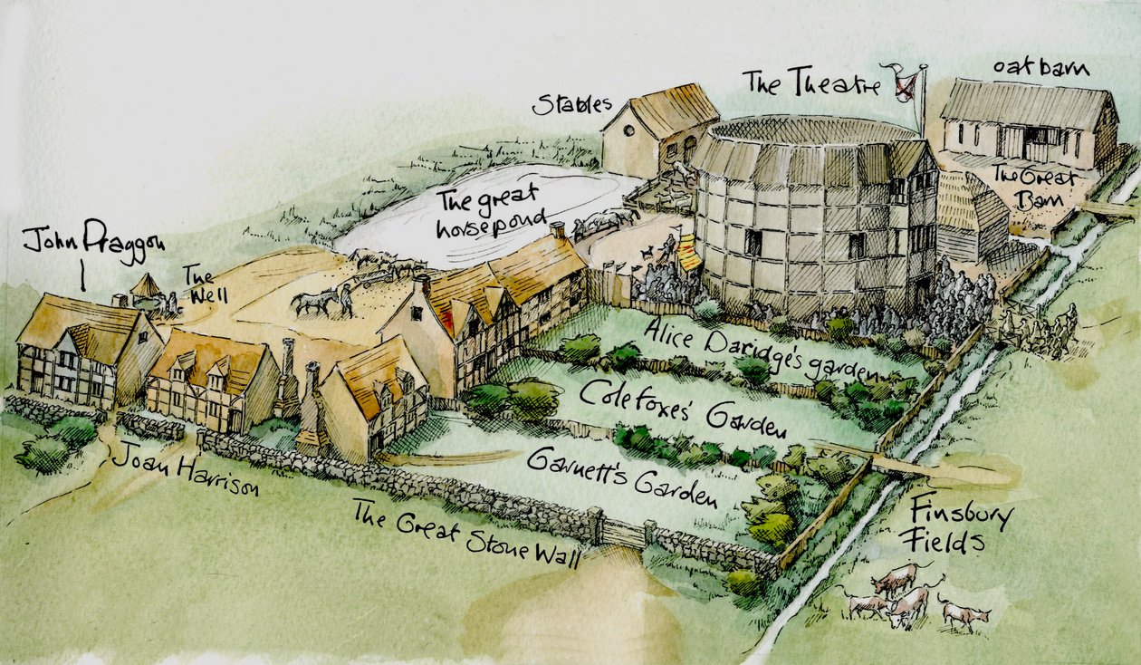 Il teatro di Burbage, New Inn Yard, Shoreditch, Hackney, Londra da Judith Dobie