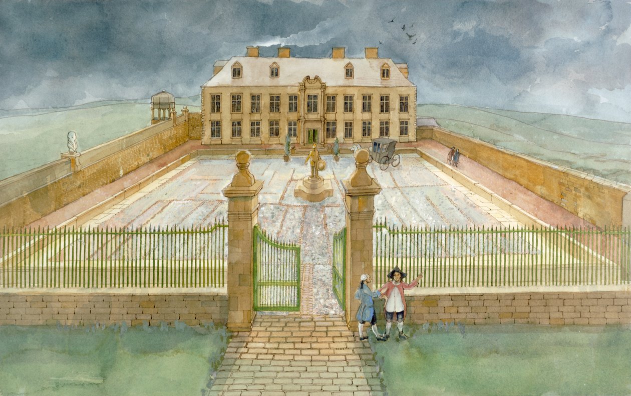 La sala banchetti e il piazzale della villa Cholmley dell