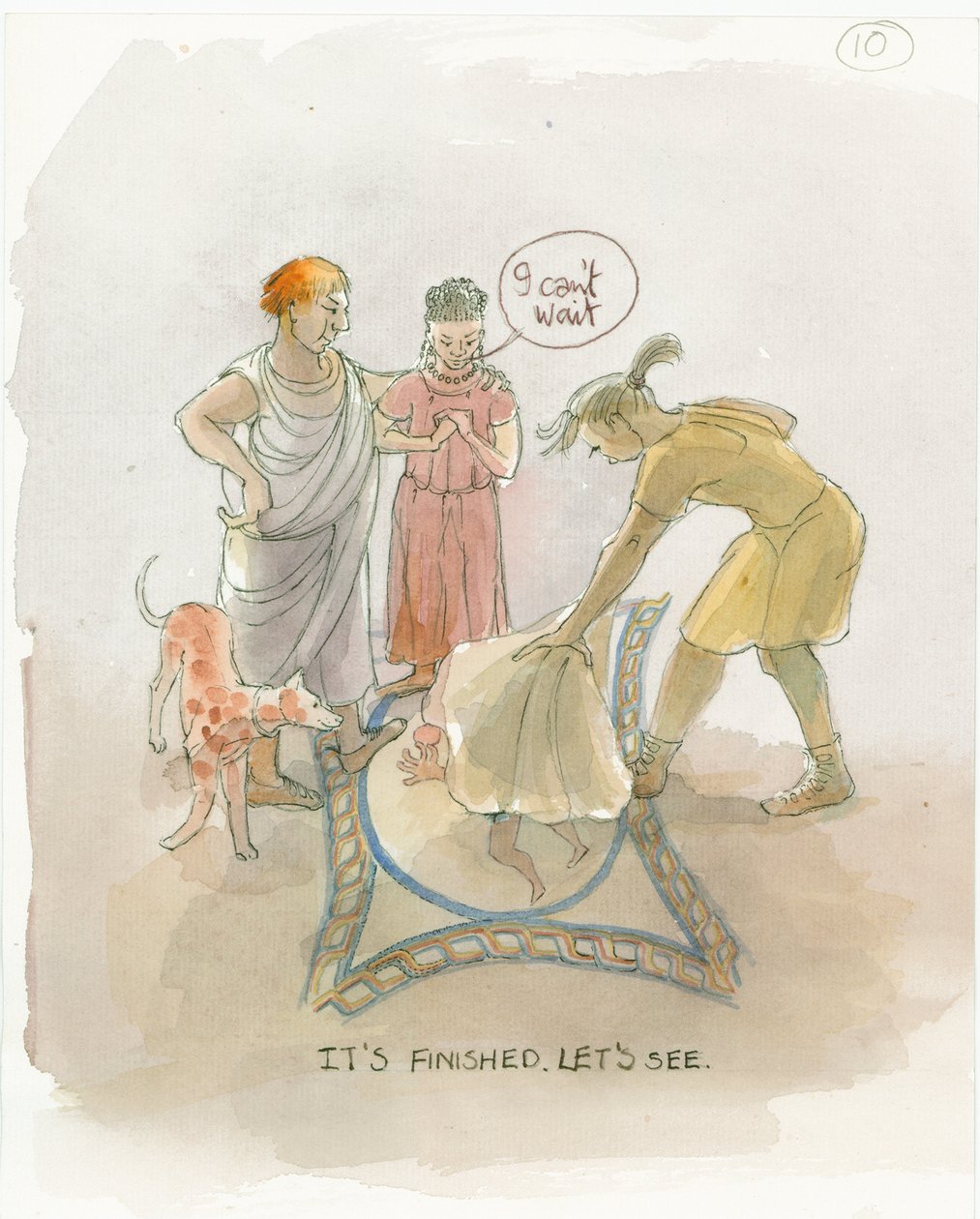 Il maestro artigiano che rivela il pavimento a mosaico a Marcus e Julia, 2003 da Judith Dobie