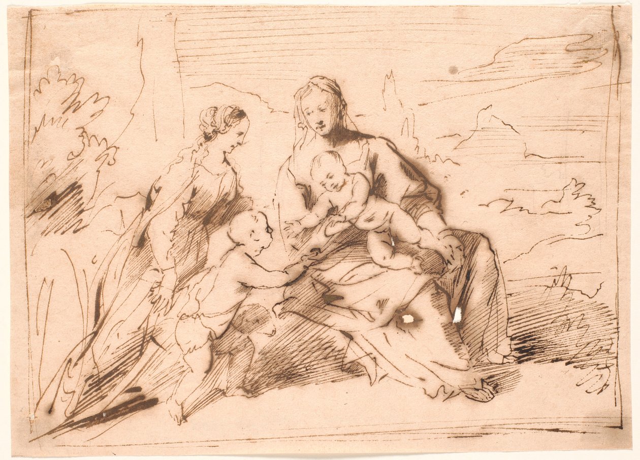 Maria con i bambini Gesù e Giovanni e una santa da Jürgen Ovens