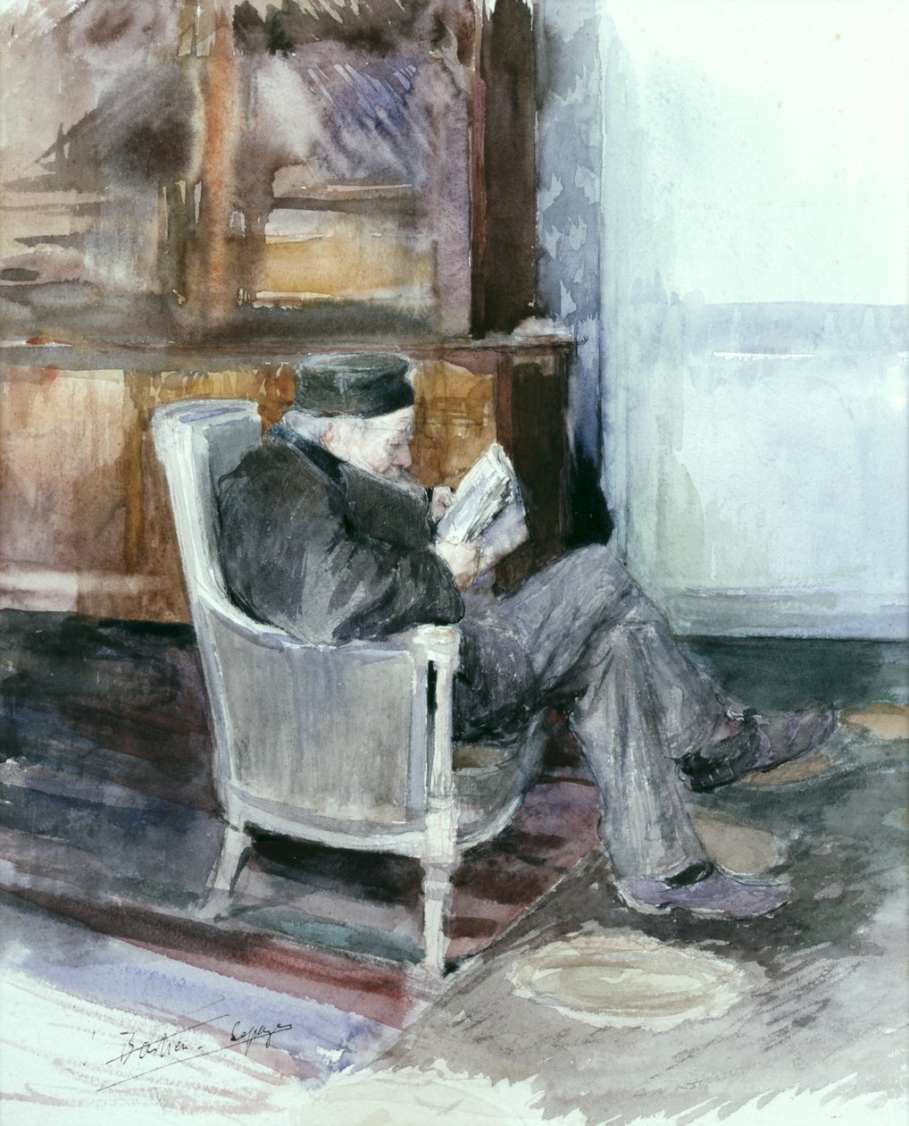 Vecchio seduto in poltrona da Jules Bastien Lepage