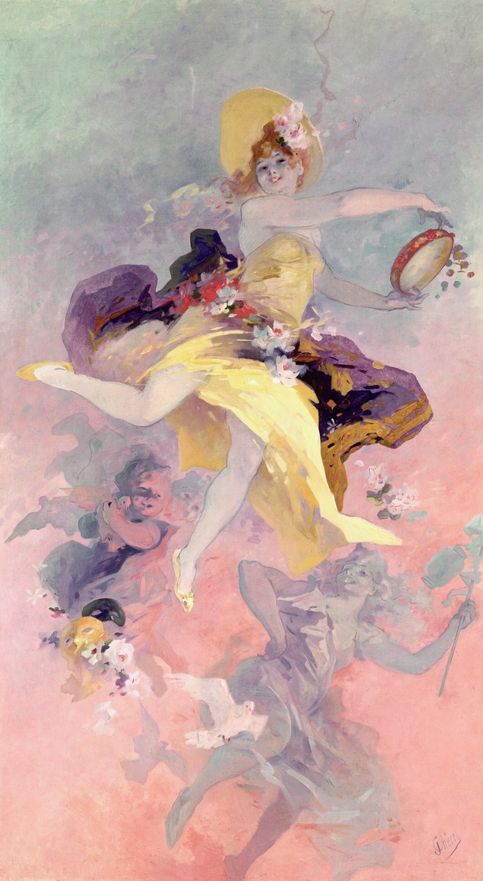 Ballerina con tamburello basco da Jules Cheret
