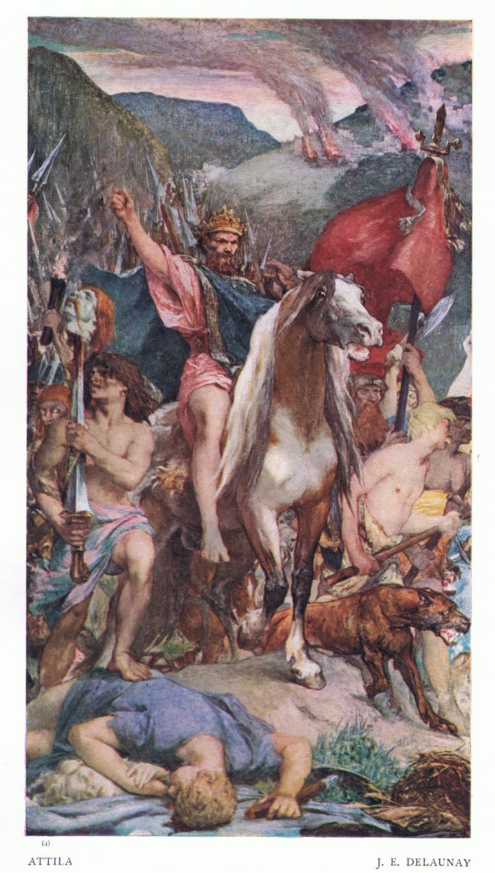 Attila in marcia verso Parigi, da The Gresham Publishing Company Ltd, 1920 da Jules Elie Delaunay