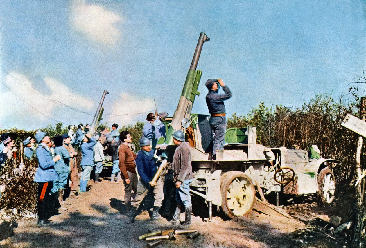 Cannoni antiaerei montati su veicoli in azione, Verdun, settembre 1916 da Jules Gervais Courtellemont