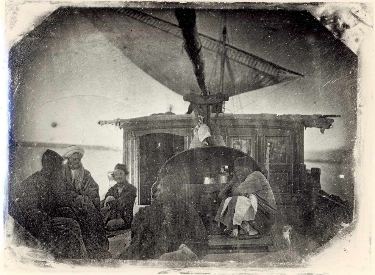 Barca a vela e viaggiatori sul Nilo, 1845-6 da Jules Itier