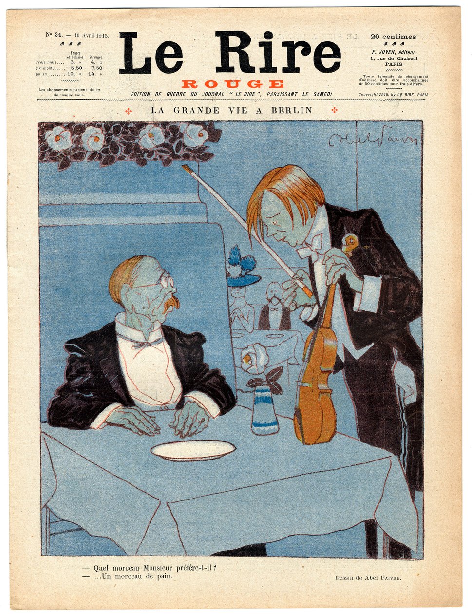 Copertina di Le Rire Rouge, satirico a colori da Jules Abel Faivre