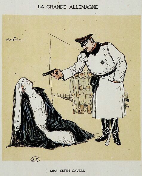 Miss Edith Cavell giustiziata dai tedeschi, immagine di Abel Faivre (1864-1945) da Jules Abel Faivre