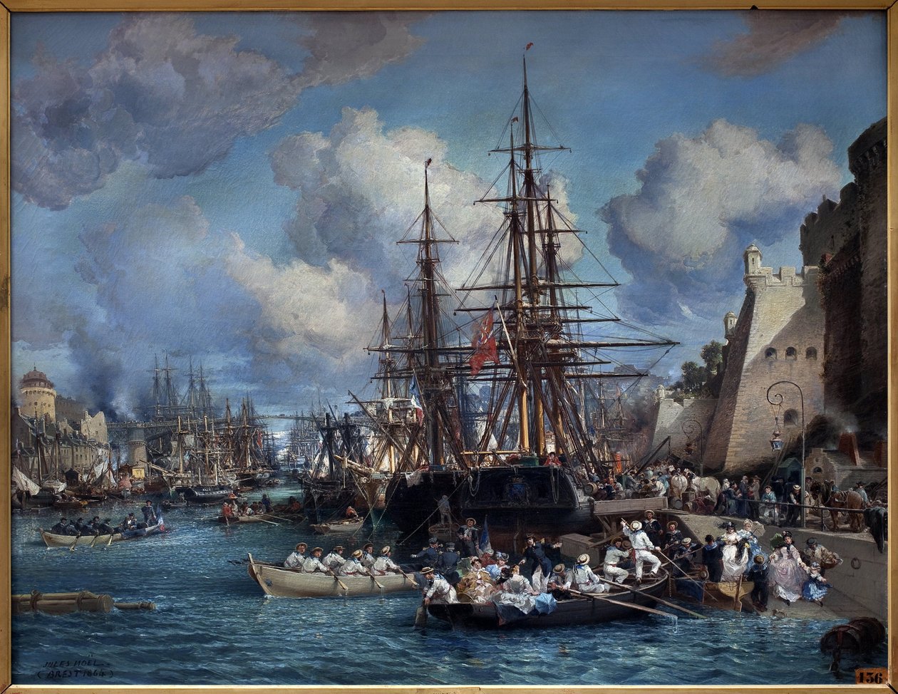 Il porto di Brest (Francia) nel 1864. Dipinto di Jules Noel (1815-1881). da Jules Achille Noel