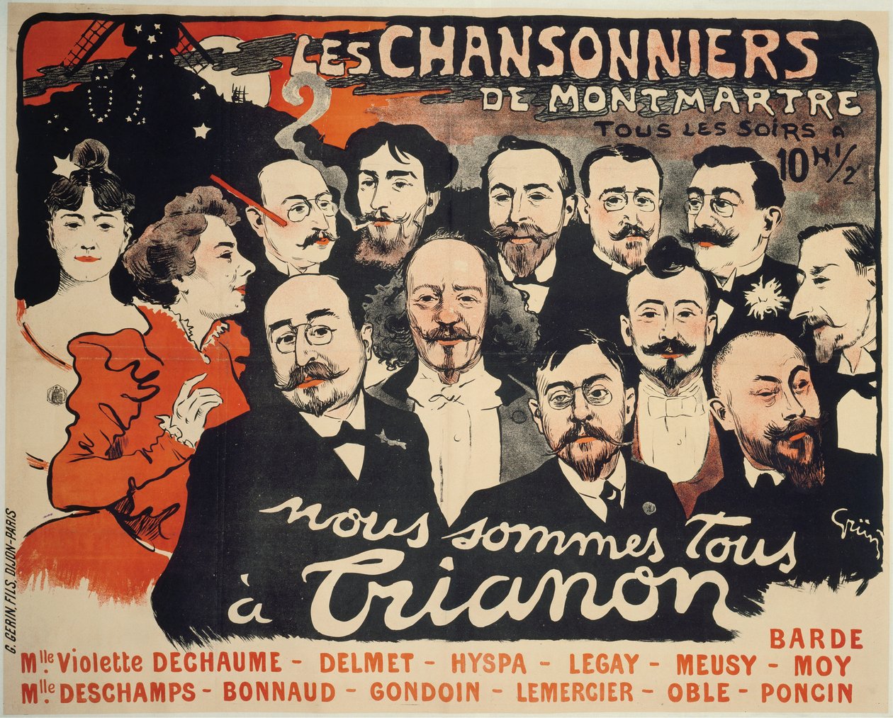 Les Chansonniers de Montmartre, c. 1890 da Jules Alexandre Grün