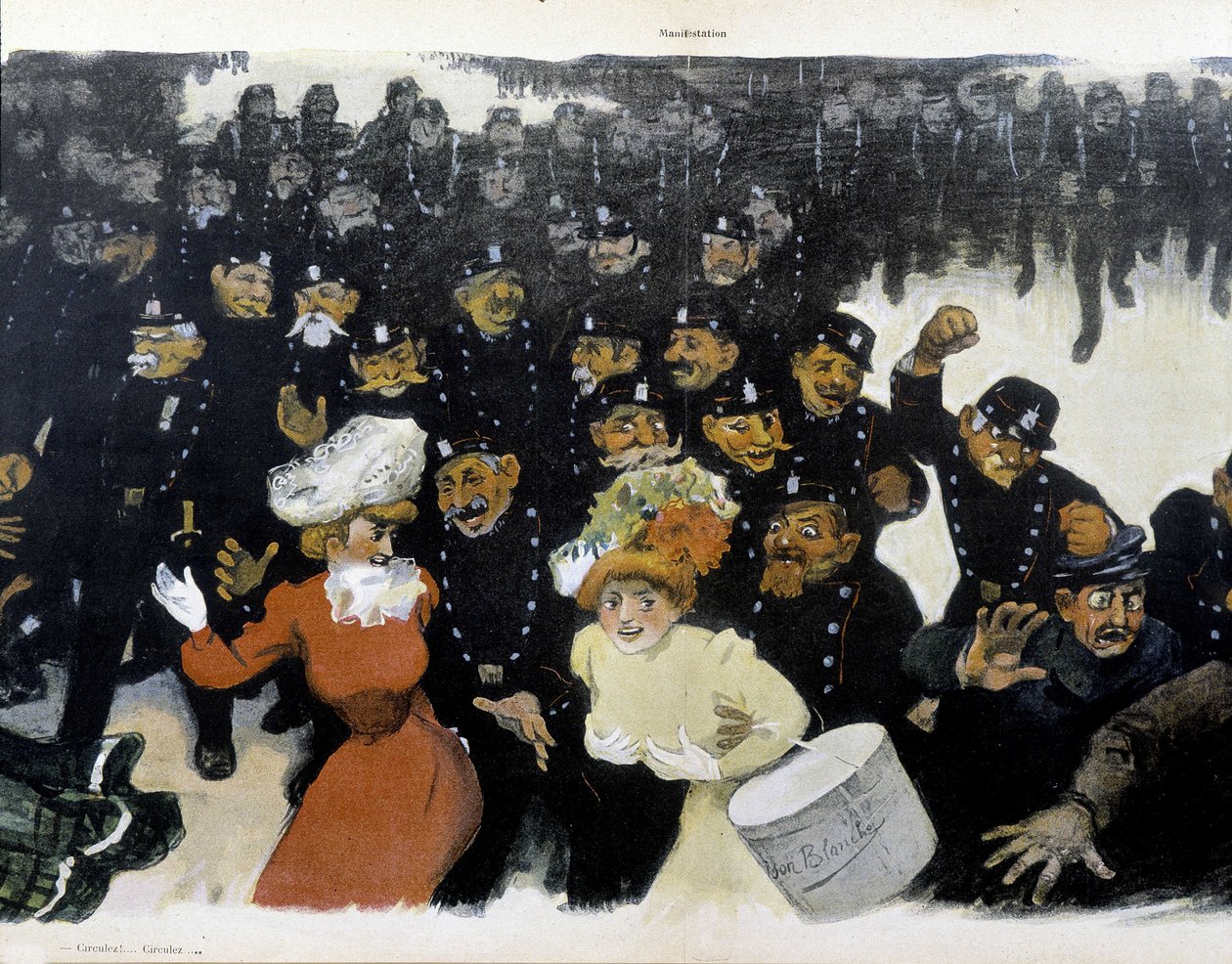 Dimostrazione intorno al 1901 - disegno di GR¿N da Jules Alexandre Gruen or Grun